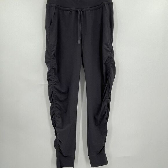 Athleta Black Mid Rise Attitude Ruched Athletic Jogger Pants Size 6T - Picture 1 of 8